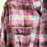 Hand Bleach Dyed Purple & Gray Flannel Relaxed Fit Soft & Warm
