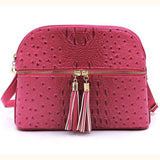 Daily Organizer Ostrich Print Crossbody Purse, Multiple Bright Color Options