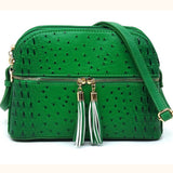 Daily Organizer Ostrich Print Crossbody Purse, Multiple Bright Color Options