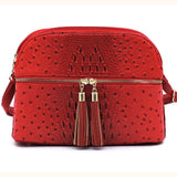 Daily Organizer Ostrich Print Crossbody Purse, Multiple Bright Color Options