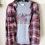 Peach Love Halloween Graphic T-Shirt and Bleached Dyed Flannel Set