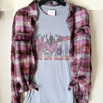 Peach Love Halloween Graphic T-Shirt and Bleached Dyed Flannel Set