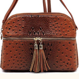 Daily Organizer Ostrich Print Crossbody Purse, Multiple Color Options
