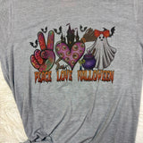 Peace Love Halloween Graphic T-Shirt