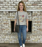 Ghosts Boho Floral Graphic T-Shirt, Light Gray