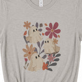Ghosts Boho Floral Graphic T-Shirt, Light Gray