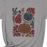Boho Floral Pumpkins Heather Gray Graphic T-Shirt