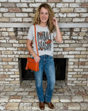 Football Season Polka Dot Accent Graphic T-Shirt, Light Gray
