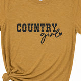 Country Girl Graphic T-Shirt, Mustard