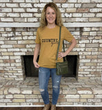 Country Girl Graphic T-Shirt, Mustard