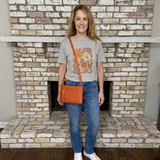 Boho Fall Floral Graphic T-Shirt, Light Gray