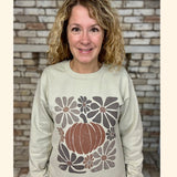 Fall Retro Pumpkin & Flowers Sublimated Gildan Relax Fit Sweatshirt