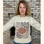 Fall Retro Pumpkin & Flowers Sublimated Gildan Relax Fit Sweatshirt