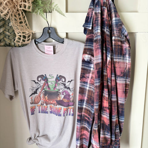 If the Shoe Fits Halloween Graphic T-Shirt and Bleached Dyed Flannel Set
