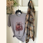 Just a Girl Who Loves Fall T-Shirt & Bleached Dyed Flannel Set