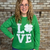 Kelly Green "Love Shamrock" Lightweight Long Sleeve Sweatshirt