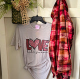 Valentine Love Like Jesus Graphic T-Shirt & Bleach Dyed Flannel Set