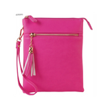 Multi Compartment Crossbody Purse, Fuchsia Pink