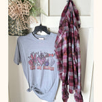Peach Love Halloween Graphic T-Shirt and Bleached Dyed Flannel Set