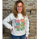 Spring Floral Smile More Worry Less Sublimated Gildan Relax Fit Sweatshirt