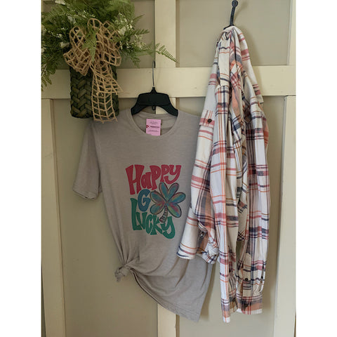 St Patrick Happy Go Lucky Graphic T-Shirt & Bleach Dyed Flannel Set