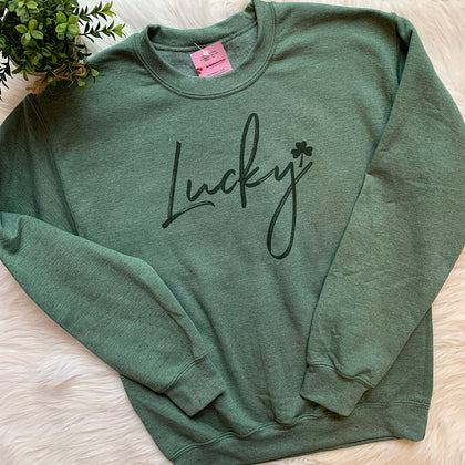 St Patrick's Day Lucky Sublimated Gildan Relax Fit Sweatshirt