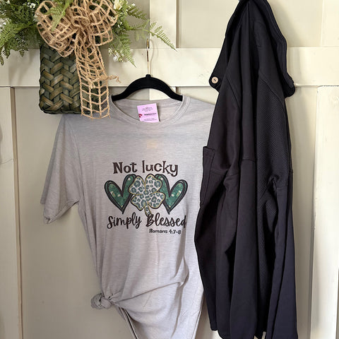 St Patrick Simply Blessed Graphic T-Shirt & Black Knit Shacket Set