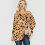 Camel Colored Animal Print Plus Size Top