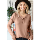 Mocha Animal Print Accent Knit Top