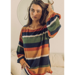 Multi Striped Colorful Long Sleeve Sweatshirt Top