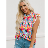 Bright Multi Color Animal Print Blouse