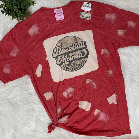 Bleached Baseball Mama Graphic T-Shirt