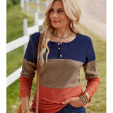 Rust Color Block Lace Accent Sleeve Top