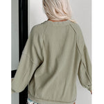 Sage Green V-Neck Button Front Waffle Knit Cardigan Top
