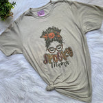 Spooky Mama Messy Bun Graphic T-Shirt