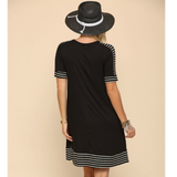 Black with Striped Accents Plus Size Dress