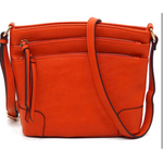 Orange Multi Zip Pocket Crossbody Purse