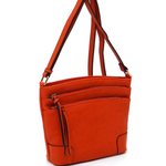 Orange Multi Zip Pocket Crossbody Purse