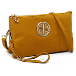 Mustard Logo Multi-Compartment Wristlet Crossbody Purse