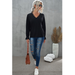 Black Lace Accent Knit Top