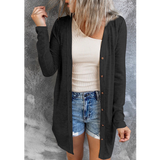 Black Lightweight Knit Button Down Cardigan