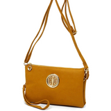 Mustard Logo Multi-Compartment Wristlet Crossbody Purse