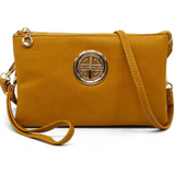 Mustard Logo Multi-Compartment Wristlet Crossbody Purse