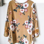 Mustard Floral Crochet Lace Accent Plus Size Top