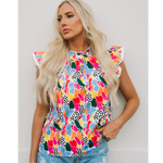 Bright Multi Color Animal Print Blouse