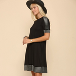 Black with Striped Accents Plus Size Dress