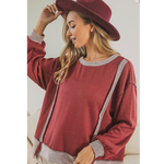 Marsala French Terry Reverse Contrast Sweatshirt