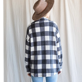 Black Checkered Knit Button Front Shacket