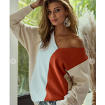 Orange Tan & White Color Block Sweater