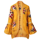 Mustard Floral Lace Accent Kimono